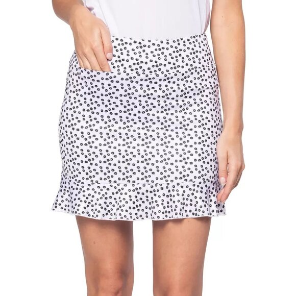 Golftini Women Celebration Ruffle Golf Skort Black White Floral Size XS Stretch - Picture 6 of 6
